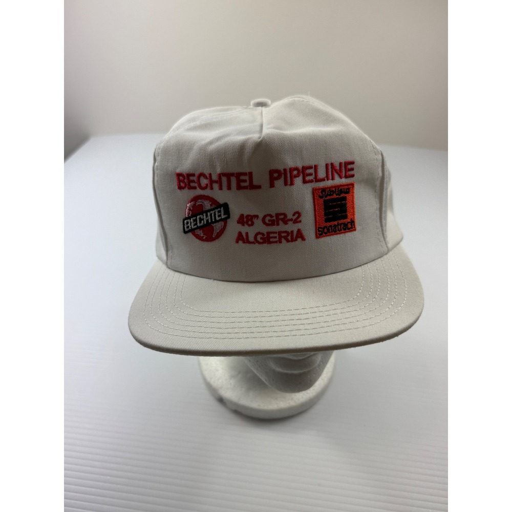 Vintage Bechtel Pipeline Algeria 48 GR-2 Sonatrach Snapback Hat White USA Made
